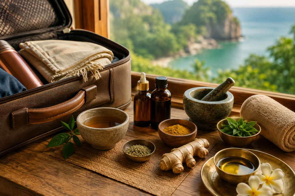 Oli naturali e spezie ayurvedici per il benessere in viaggio