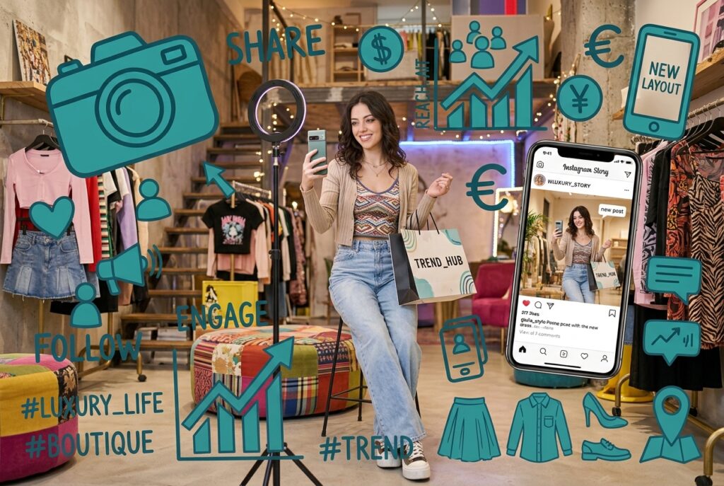 Influencer per brand di abbigliamento, immagine generata da Gemini AI